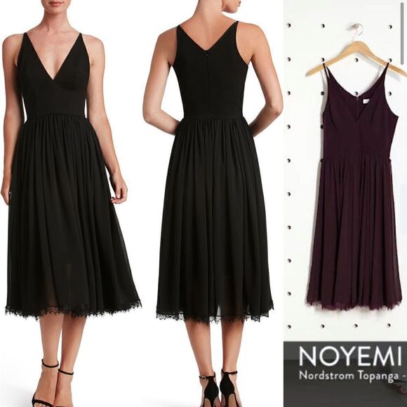 DRESS THE POPULATION Alicia Mixed Media Midi Dress Size M - Picture 1 of 10